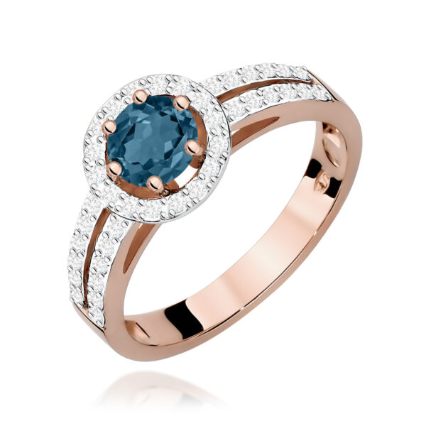 Różowe Złoto Pierścionek z Topazem London Blue 0,50 ct