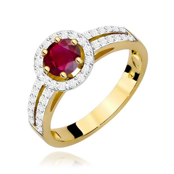 Żółte Złoto Pierścionek z Rubinem 0,60 ct