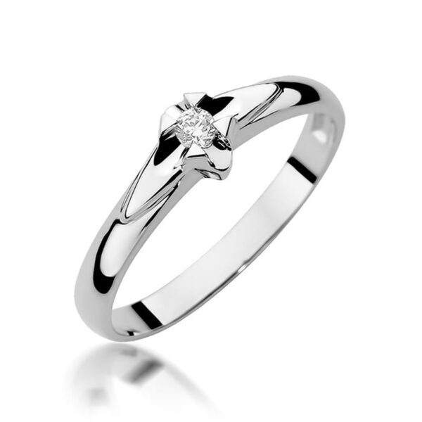 Białe Złoto Pierścionek z Diamentem 0,04 ct