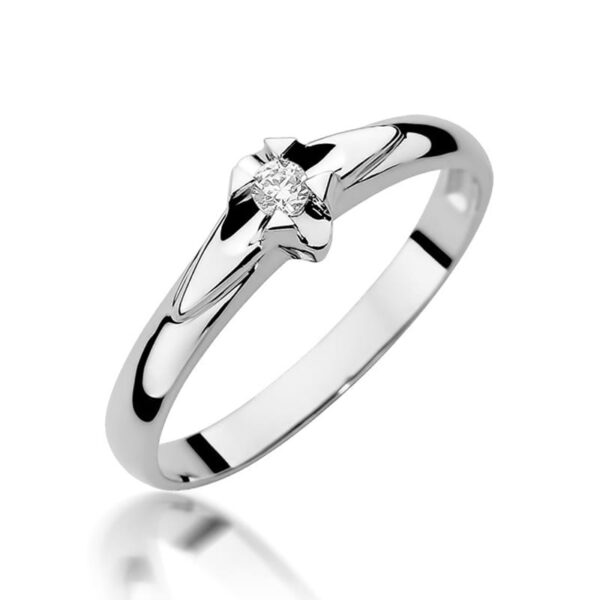 Białe Złoto Pierścionek z Diamentem 0,05 ct