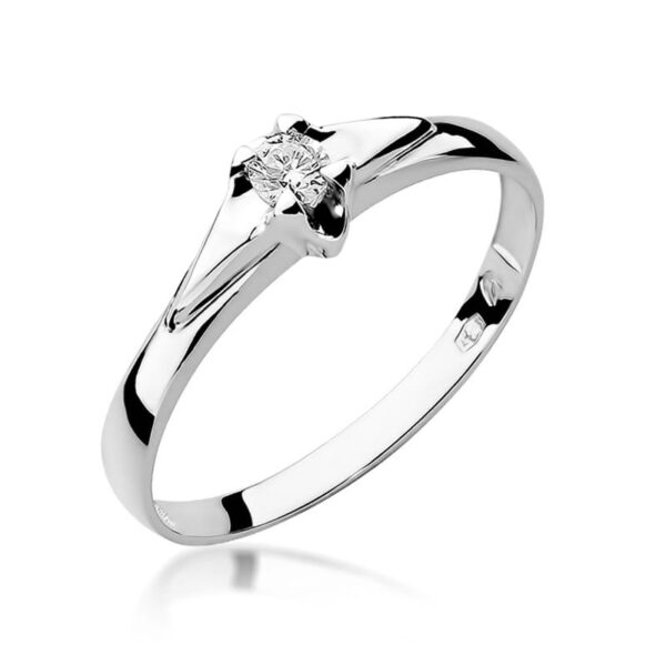 Białe Złoto Pierścionek z Diamentem 0,08 ct