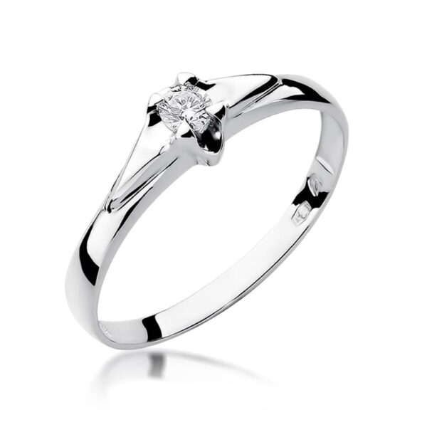 Białe Złoto Pierścionek z Diamentem 0,10 ct