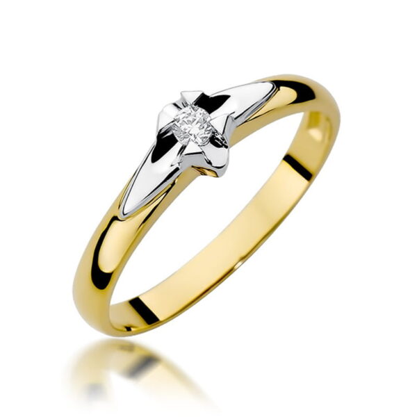 Żółte Złoto Pierścionek z Diamentem 0,05 ct
