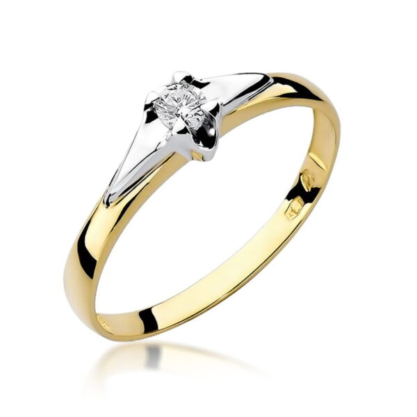Żółte Złoto Pierścionek z Diamentem 0,08 ct