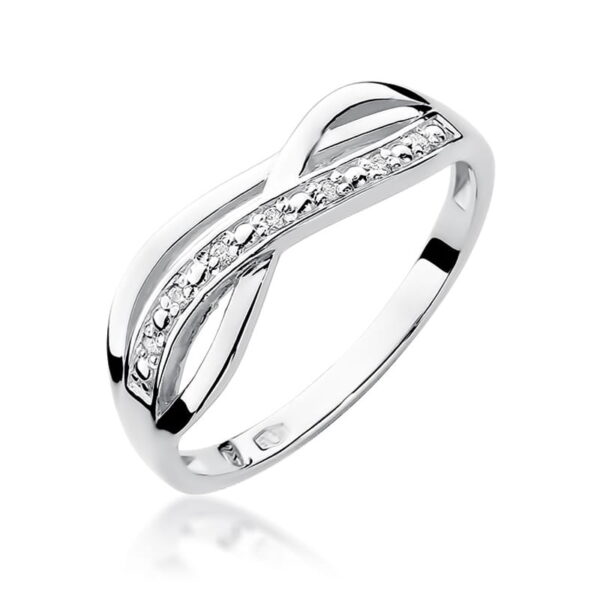 Białe Złoto Pierścionek z Diamentami 0,06 ct