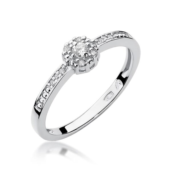 Białe Złoto Pierścionek z Diamentem 0,04 ct