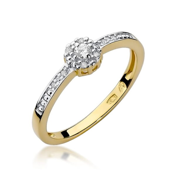 Żółte Złoto Pierścionek z Diamentem 0,04 ct