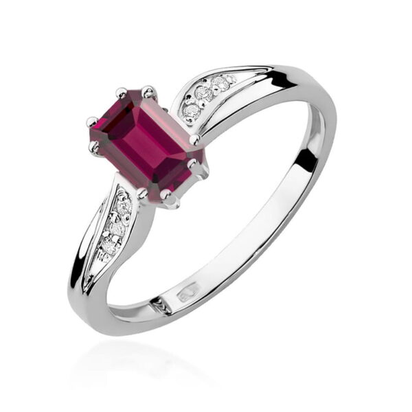 Białe Złoto Pierścionek z Granatem 0,70 ct