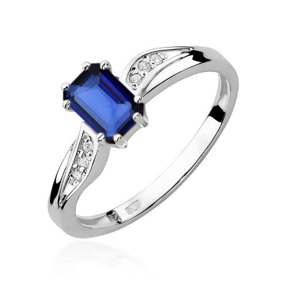 Białe Złoto Pierścionek z Szafirem 0,60 ct