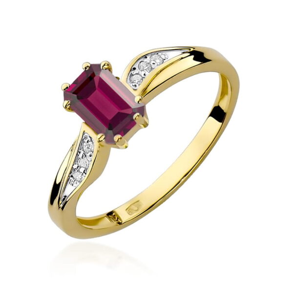 Żółte Złoto Pierścionek z Granatem 0,70 ct