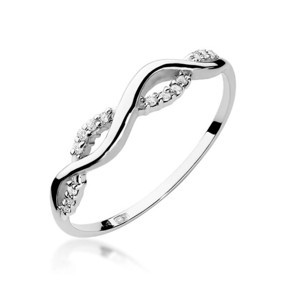 Białe Złoto Pierścionek z Diamentami 0,07 ct