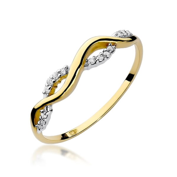Żółte Złoto Pierścionek z Diamentami 0,07 ct