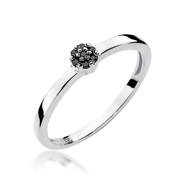 Białe Złoto Pierścionek z Czarnymi Diamentami 0,035 ct