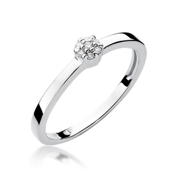 Białe Złoto Pierścionek z Diamentami 0,035 ct