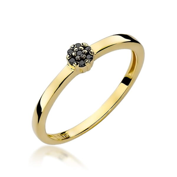 Żółte Złoto Pierścionek z Czarnymi Diamentami 0,035 ct
