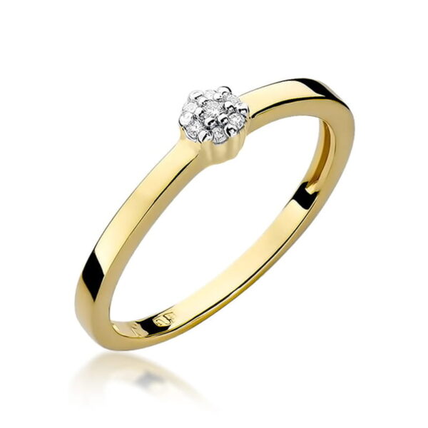 Żółte Złoto Pierścionek z Diamentami 0,035 ct