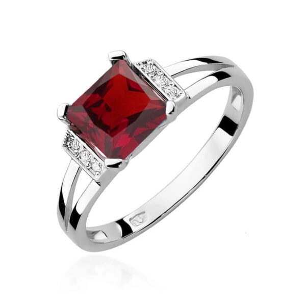 Białe Złoto Pierścionek z Granatem 1,30 ct