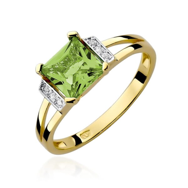 Żółte Złoto Pierścionek z Oliwinem 1,10 ct