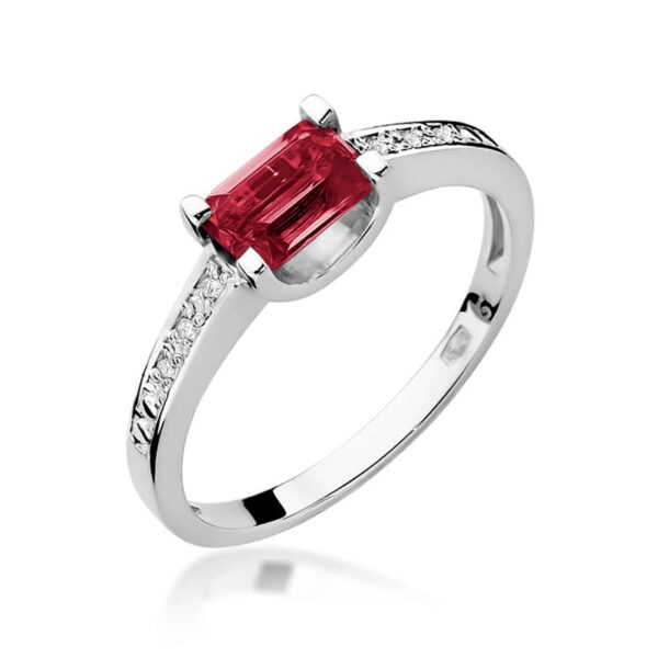 Białe Złoto Pierścionek z Rubinem 0,80 ct