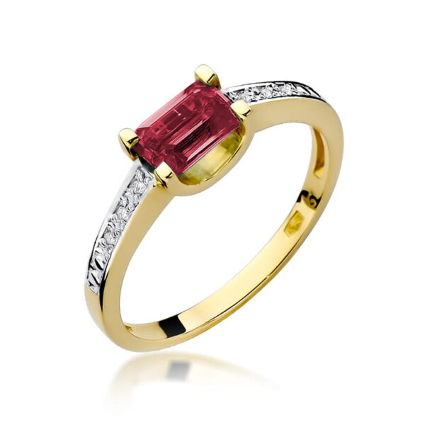 Żółte Złoto Pierścionek z Rubinem 0,80 ct