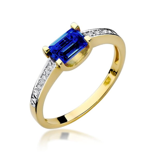 Żółte Złoto Pierścionek z Szafirem 0,60 ct