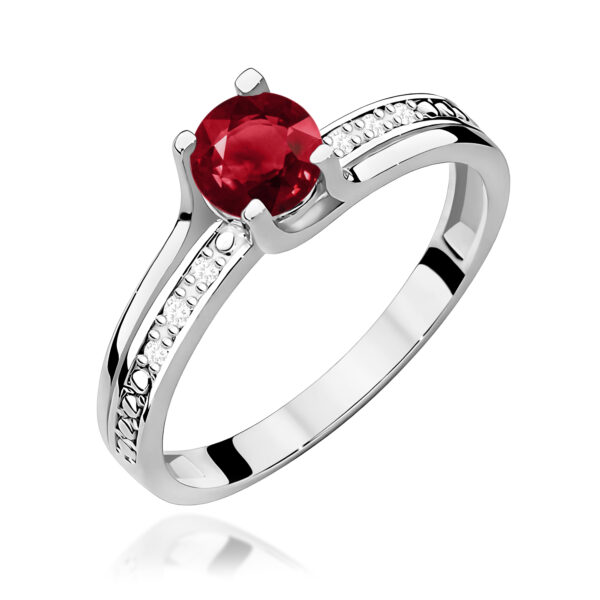 Białe Złoto Pierścionek z Granatem 0,60 ct