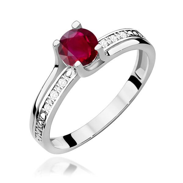Białe Złoto Pierścionek z Rubinem 0,60 ct