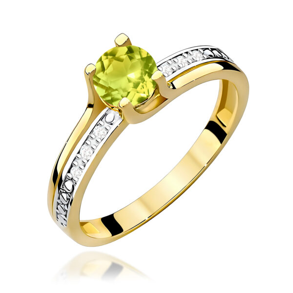 Żółte Złoto Pierścionek z Oliwinem 0,60 ct
