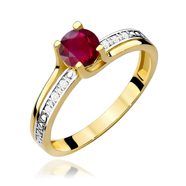 Żółte Złoto Pierścionek z Rubinem 0,60 ct