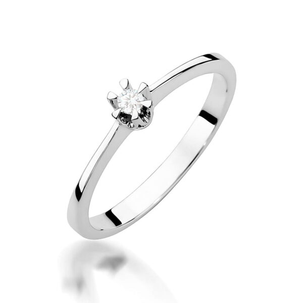 Białe Złoto Pierścionek z Diamentem 0,04 ct