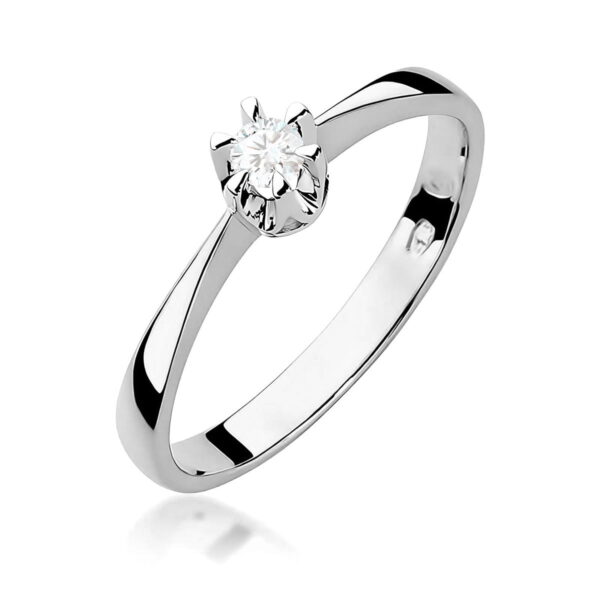 Białe Złoto Pierścionek z Diamentem 0,08 ct