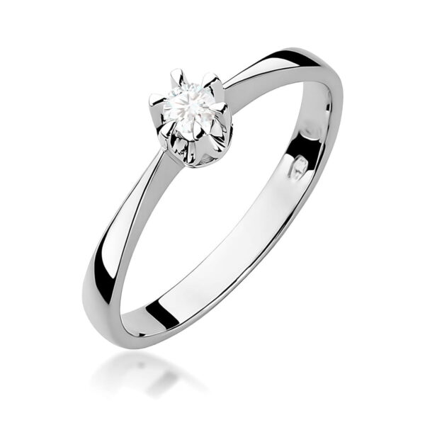 Białe Złoto Pierścionek z Diamentem 0,10 ct