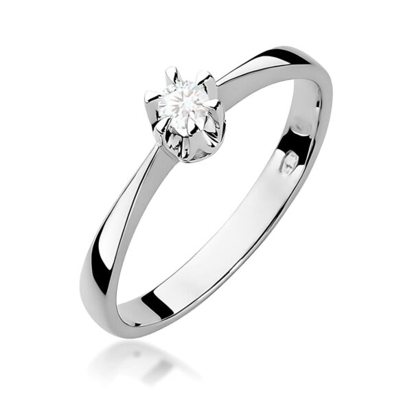 Białe Złoto Pierścionek z Diamentem 0,12 ct