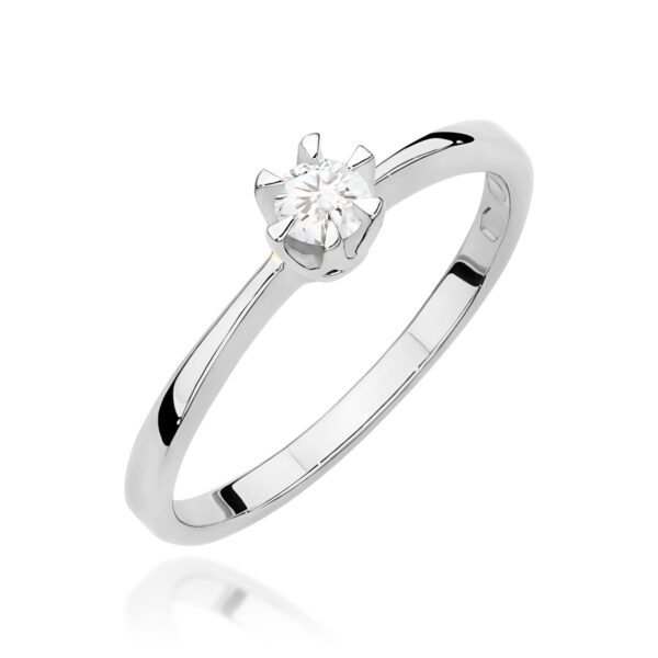 Białe Złoto Pierścionek z Diamentem 0,15 ct