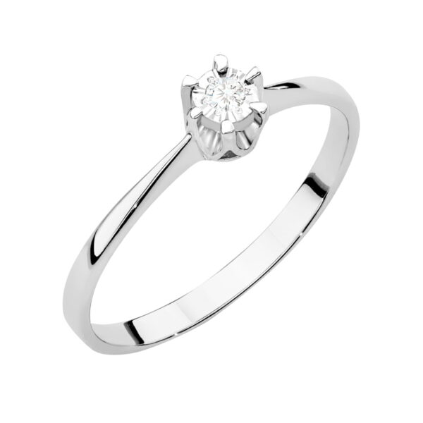 Białe Złoto Pierścionek z Diamentem 0,03 ct