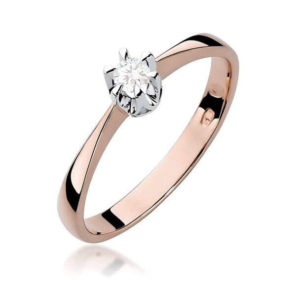 Różowe Złoto Pierścionek z Diamentem 0,12 ct