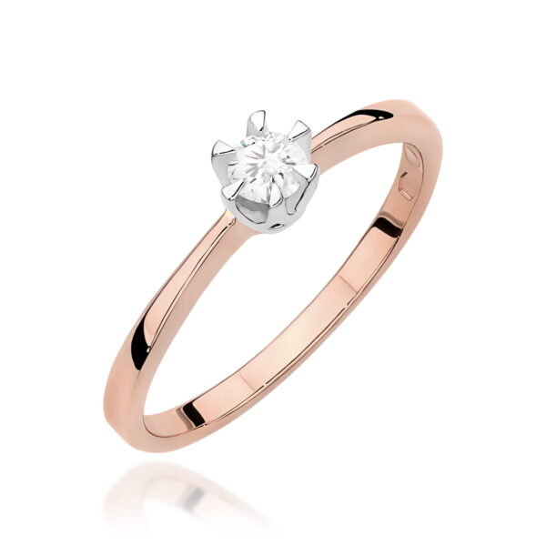 Różowe Złoto Pierścionek z Diamentem 0,15 ct