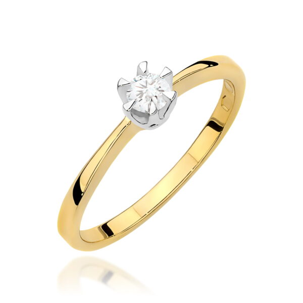 Żółte Złoto Pierścionek z Diamentem 0,15 ct