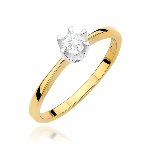 Żółte Złoto Pierścionek z Diamentem 0,20 ct