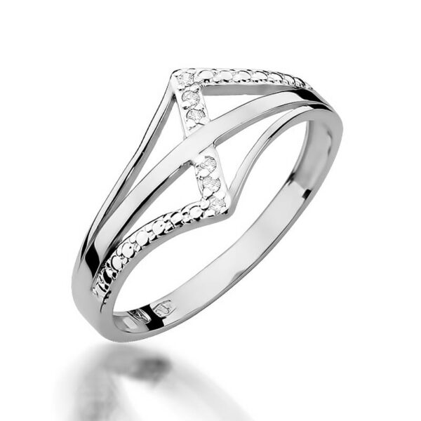 Białe Złoto Pierścionek z Diamentami 0,03 ct