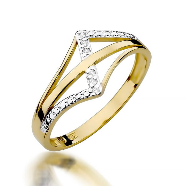 Żółte Złoto Pierścionek z Diamentami 0,03 ct