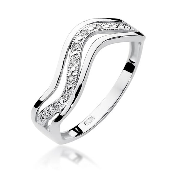 Białe Złoto Pierścionek z Diamentami 0,06 ct