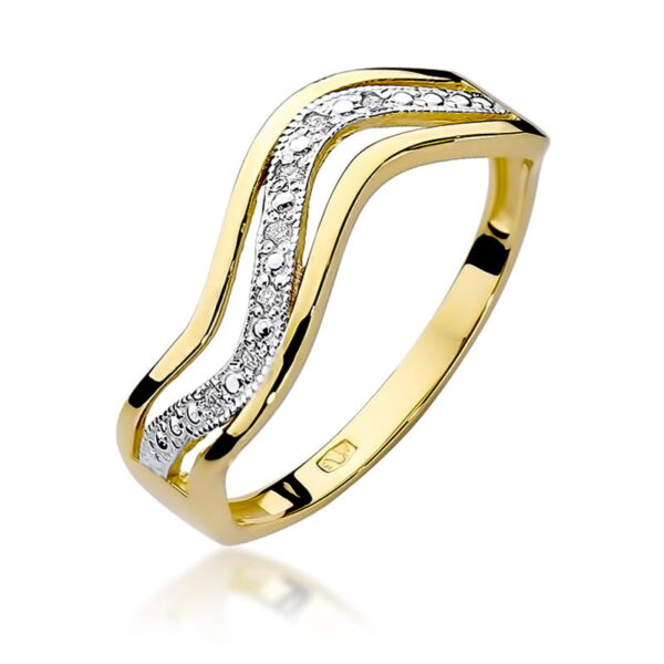 Żółte Złoto Pierścionek z Diamentami 0,06 ct