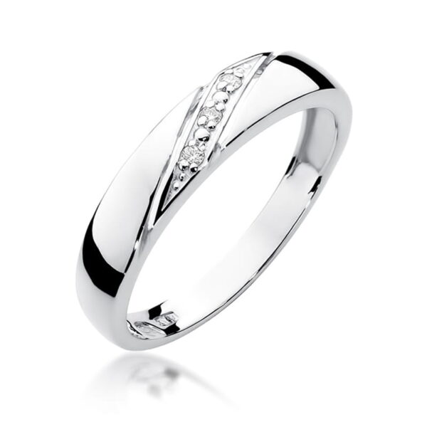 Białe Złoto Pierścionek z Diamentami 0,015 ct