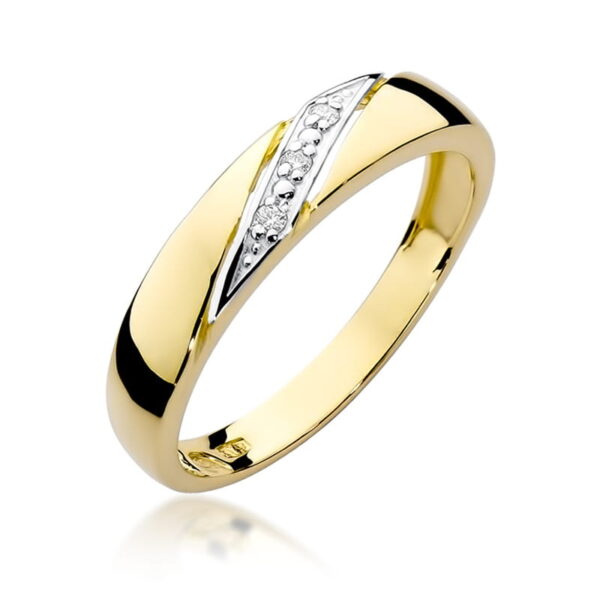 Żółte Złoto Pierścionek z Diamentami 0,015 ct