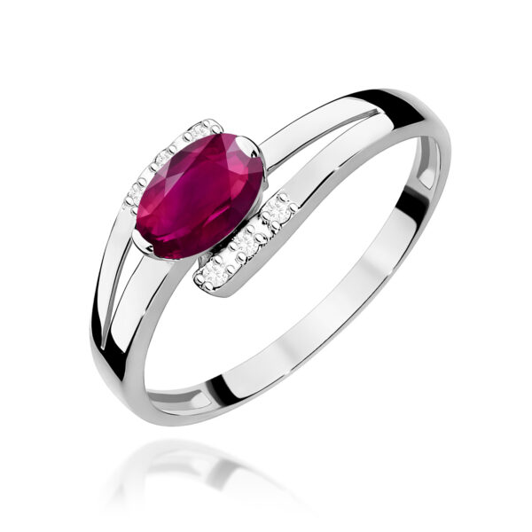 Białe Złoto Pierścionek z Rodolitem 0,50 ct