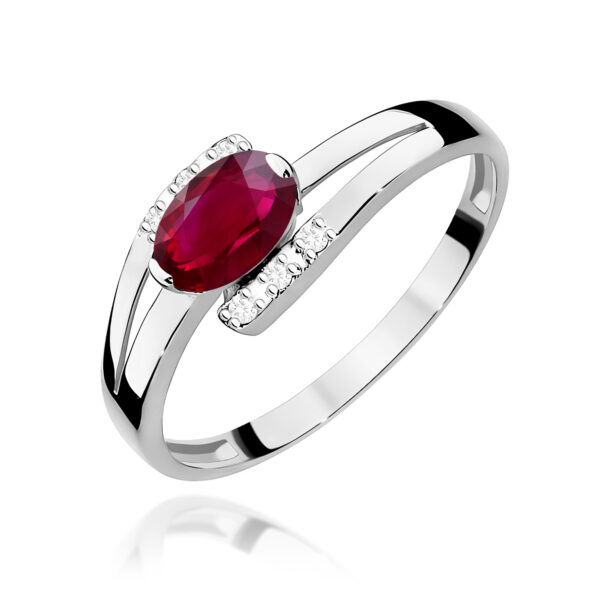 Białe Złoto Pierścionek z Rubinem 0,60 ct