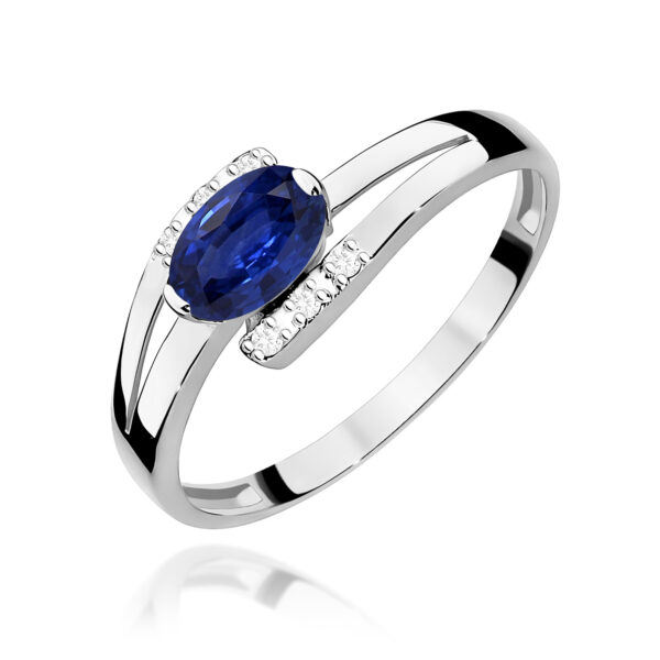 Białe Złoto Pierścionek z Szafirem 0,70 ct
