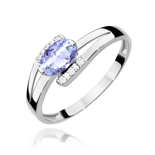 Białe Złoto Pierścionek z Tanzanitem 0,40 ct