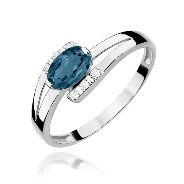 Białe Złoto Pierścionek z Topazem London Blue 0,50 ct